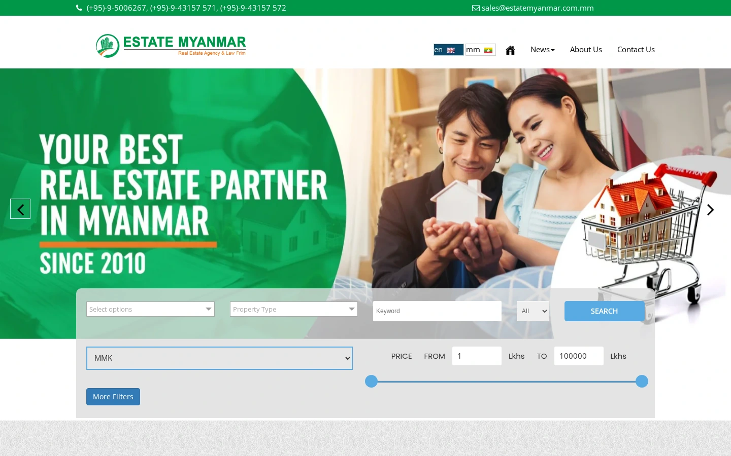 Screenshot of estatemyanmar.com.mm