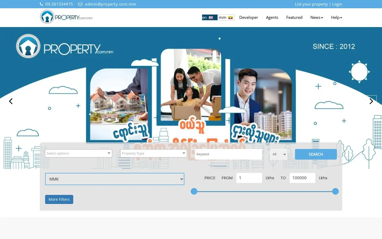 Screenshot of property.com.mm